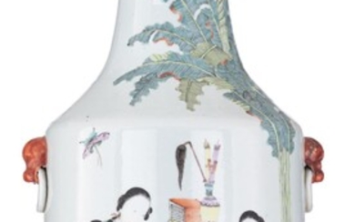 A Chinese Qianjiangcai vase, with signed text, paired...