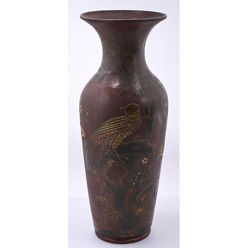 A Continental japanned terracotta vase, late 19th c, d...