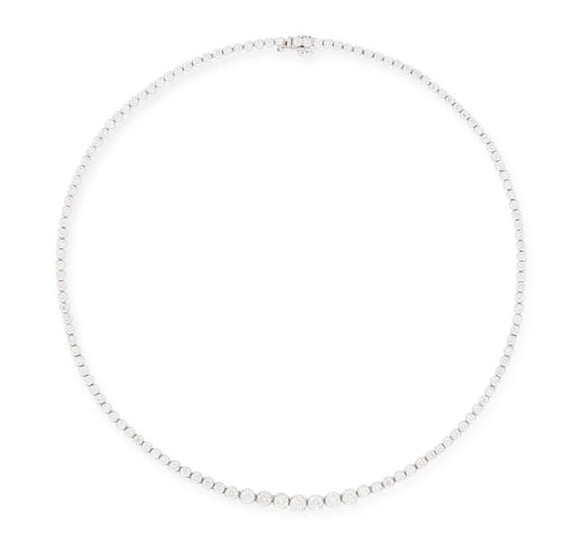 A DIAMOND LINE NECKLACE Composed of a continuous...