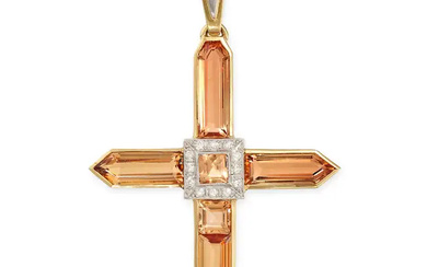 A FINE IMPERIAL TOPAZ AND DIAMOND CROSS PENDANT in ...