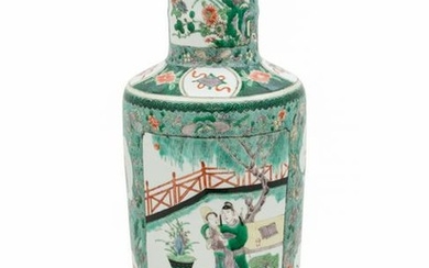 A Famille Verte Porcelain Vase Height 17 1/2 in., 44.5
