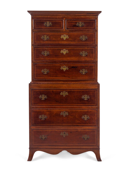 A Federal Style Inlaid Mahogany Chest-on-Chest