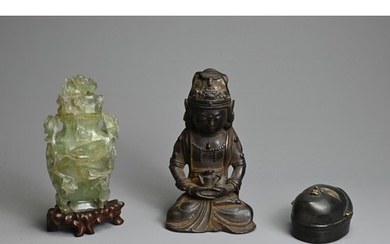 A GROUP OF CHINESE / INDIAN ITEMS. To include a Chinese gree...