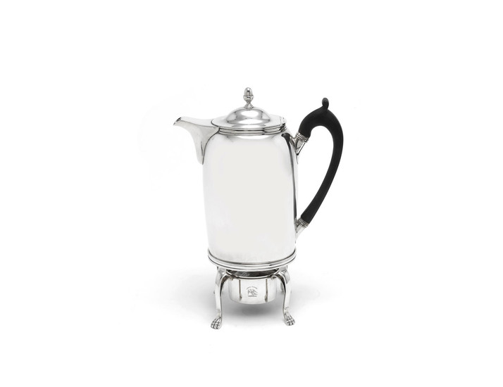 A George III silver coffee biggin and burner stand