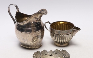 A George III silver helmet shaped cream jug, London, 1799 (a...