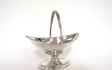 A Hester Bateman silver boat shaped pedestal bonbon dish wit...