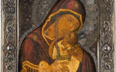 A LARGE AND FINE ICON SHOWING THE MOTHER OF GOD OF