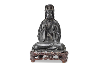 A LARGE BRONZE FIGURE OF GUANYIN Ming Dynasty
