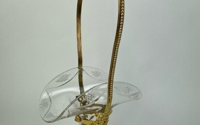A LARGE DORE BRONZE AND BACCARAT CRYSTAL BASKET