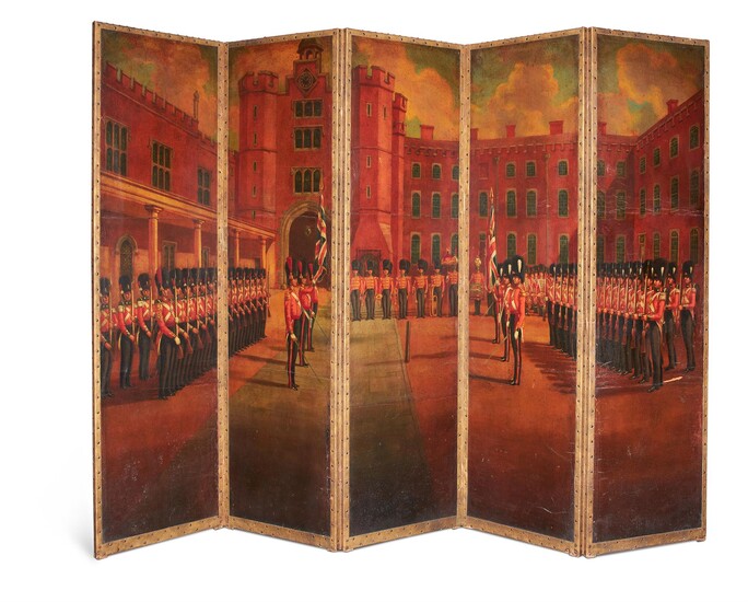 A LARGE FIVE FOLD SCREEN,LATE 19TH OR 20TH CENTURY