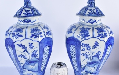 A LARGE PAIR OF 18TH CENTURY DUTCH DELFT BLUE AND WHITE VASE...
