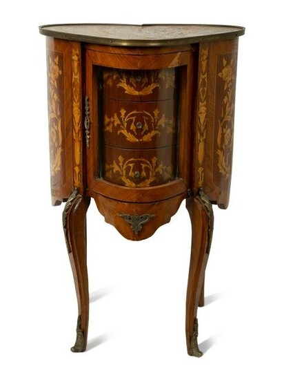 A Louis XV Style Marquetry Heart-Shaped Table Height 37
