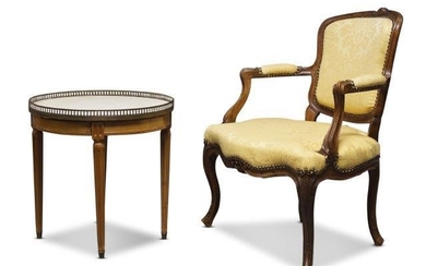 A Louis XV beech fauteuil, mid 18th...