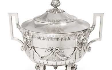A MASSIVE GERMAN SILVER PUNCH BOWL AND COVER, CIRCA 1900