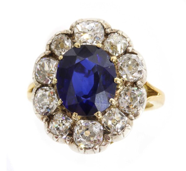 A Madagascan sapphire and diamond cluster ring