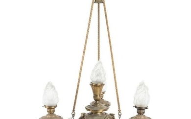 A Neoclassical Gilt Bronze Four-Light Chandelier with