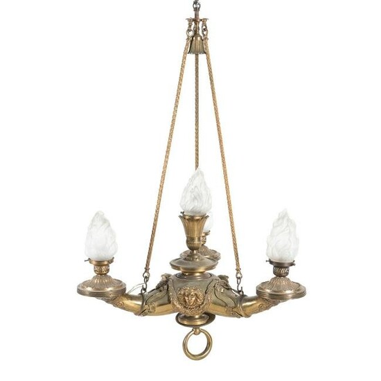 A Neoclassical Gilt Bronze Four-Light Chandelier with
