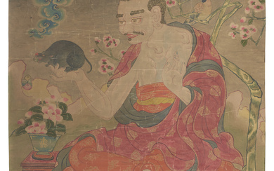 A PAINTING OF THE ARHAT BAKULA TIBET, 18TH-19TH CENTURY
