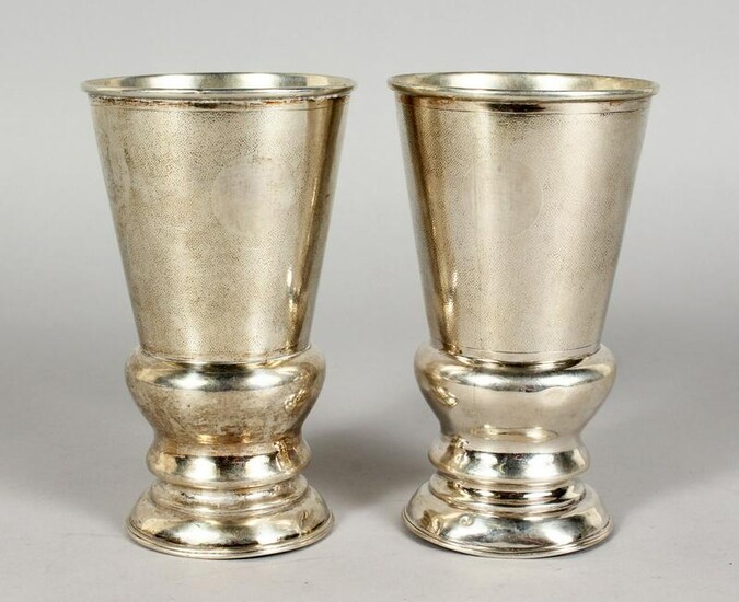 A PAIR OF CHINESE SILVER GOBLETS, stamped sterling C.