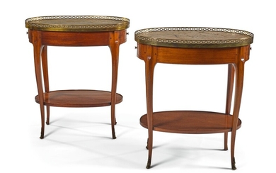 A PAIR OF FRENCH GILT-BRONZE MOUNTED BOIS SATINÉ OCCASIONAL TABLES 19TH CENTURY