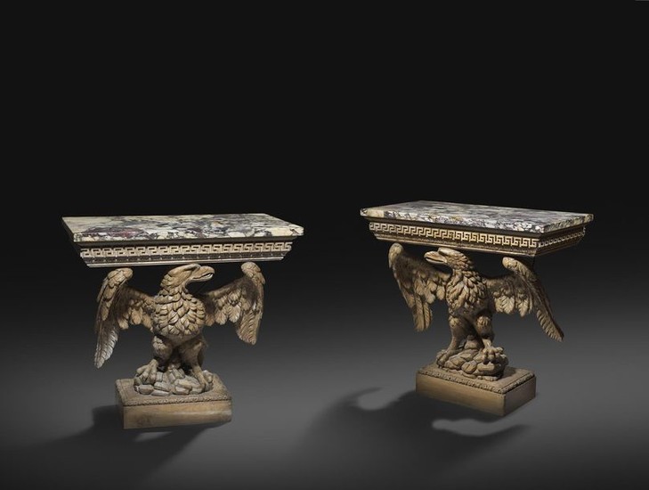 A PAIR OF GEORGE II AND LATER CARVED...