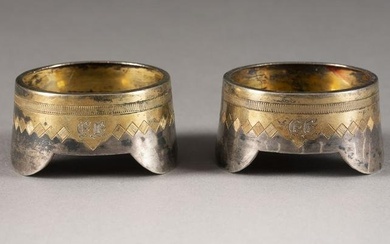 A PAIR OF SILVER PARCEL-GILT SALTS Russian, Moscow, Ivan