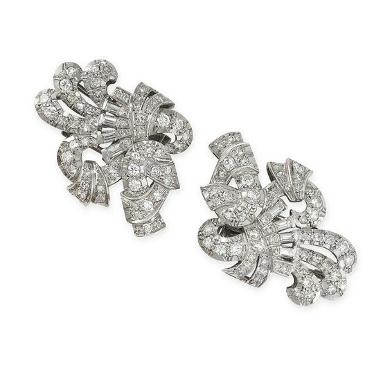 A PAIR OF VINTAGE DIAMOND CLIP BROOCHES each of