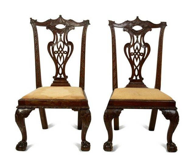 A Pair of George II Style Mahogany Hall Chairs