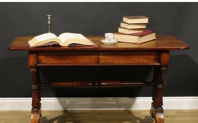 A Post-Regency mahogany library table, rounded rectangular t...