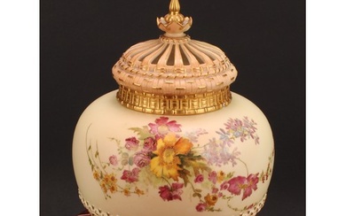 A Royal Worcester parcel-gilt and polychrome painted blush i...