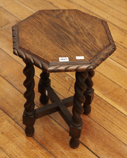 A SMALL JACOBEAN STYLE STOOL, 40 CM HIGH, LEONARD JOEL LOCAL DELIVERY SIZE: SMALL
