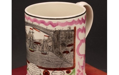 A Sunderland lustre frog mug, J Phillips, Hilton Pottery, pr...