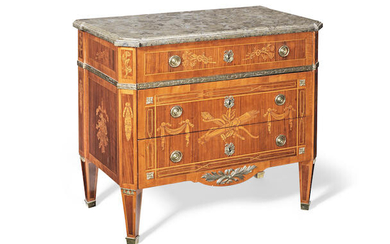 A Swedish late 18th/early 19th century ormolu mounted rosewood and marquetry commode