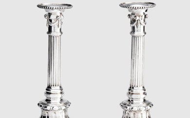 A Swedish pair of Gustavian 18th century silver candelsticks, marks...