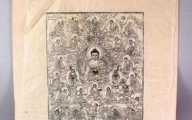 A TIBETAN PAPER THANKA RUBBING / BLOCK PRINT OF BUDDHA