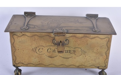 A VERY RARE EARLY 19TH CENTURY BRASS ENGRAVED CASKET of Auto...