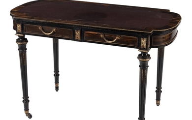 A Victorian Coromandel and gilt metal mounted writing table in Louis XVI style