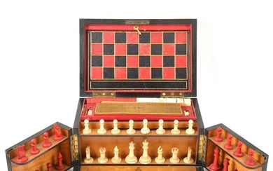 A Victorian Coromandel fitted games compendium