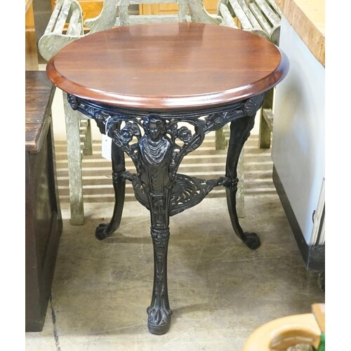 A Victorian painted cast iron pub table, diameter 68cm heigh...