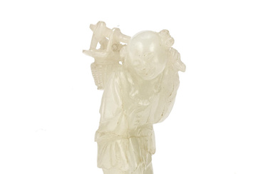A WHITE JADE 'BOY' CARVING 18th century