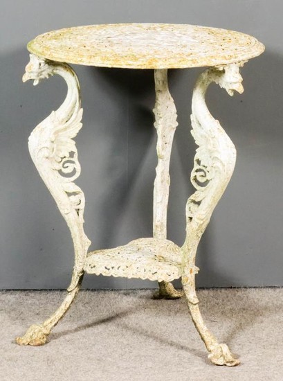 A White Painted Cast Iron Circular Garden Table, 19th...