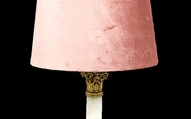 A brass alabaster table lamp, probably 20th century.