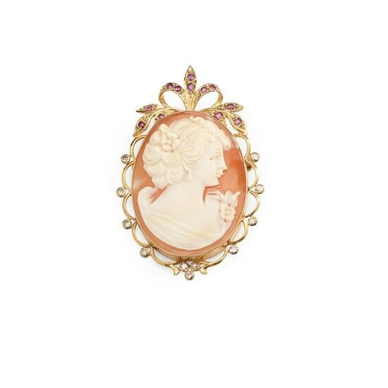 A cameo and gem-set brooch