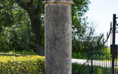 A carved limestone column
