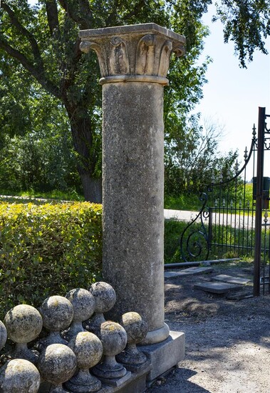 A carved limestone column