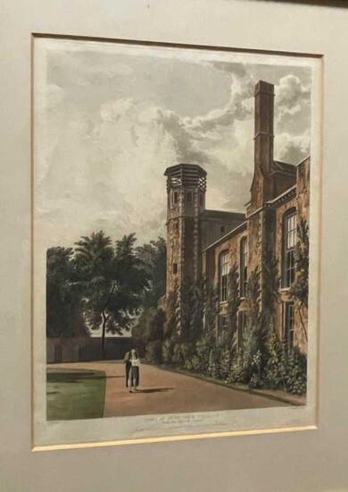 A collection of 12 early 19th century engravings, mostly Cambridge interest and by Ackermann or