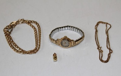 A collection of gold jewellery. Comprising an 18ct gold cased...