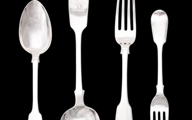 A collection of silver fiddle pattern flatware