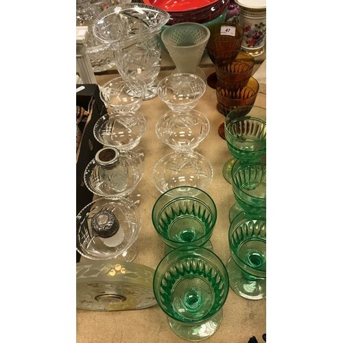 A collection of various glassware to include a Lalique style...