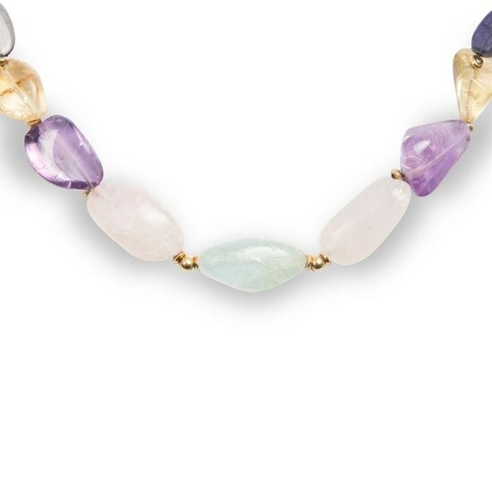 A gemstone bead necklace